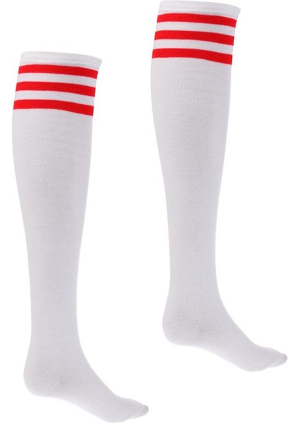 Şerit Uyluk Yüksek Tüp Çorap L Beyaz-Çizgili (Yurt Dışından) indirimleri