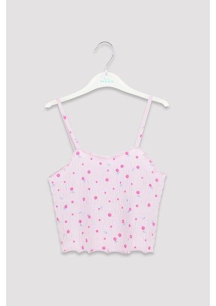Açık Lila Kız Çocuk Flower 2li Pijama Takımı