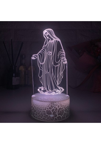3D LED Gece Lambası Kutsal Meryem Ana Dokunmatik 16 Renk Değiştirme (Yurt Dışından)