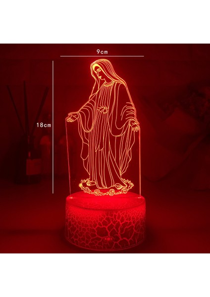 3D LED Gece Lambası Kutsal Meryem Ana Dokunmatik 16 Renk Değiştirme (Yurt Dışından)