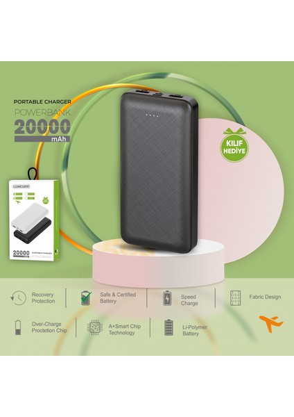 C-117 20.000MAH Hızlı Şarj Portable Fast Charger Powerbank