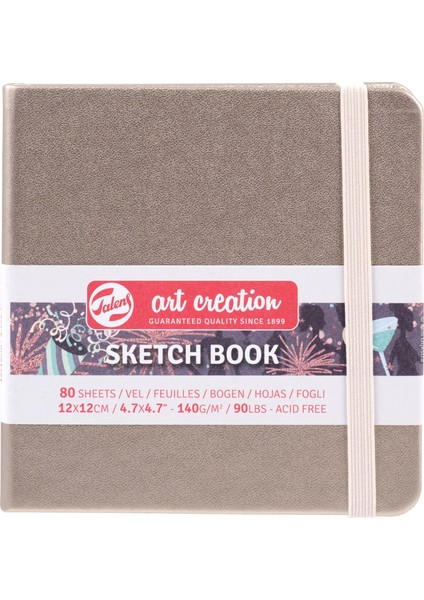 Sketchbook Sert Kapak Eskiz Çizim Defteri 12X12 cm 140 gr 80 Yaprak Metalik Şampanya