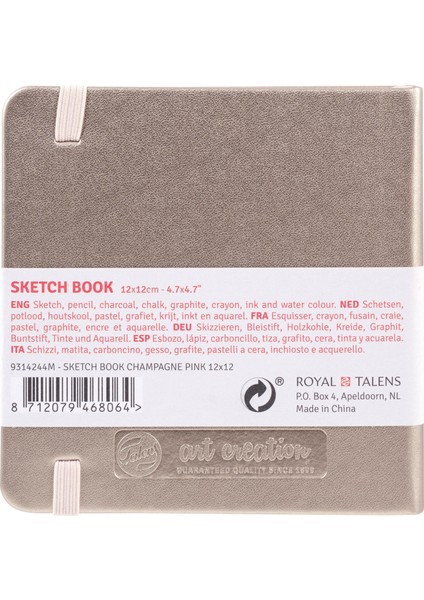 Sketchbook Sert Kapak Eskiz Çizim Defteri 12X12 cm 140 gr 80 Yaprak Metalik Şampanya