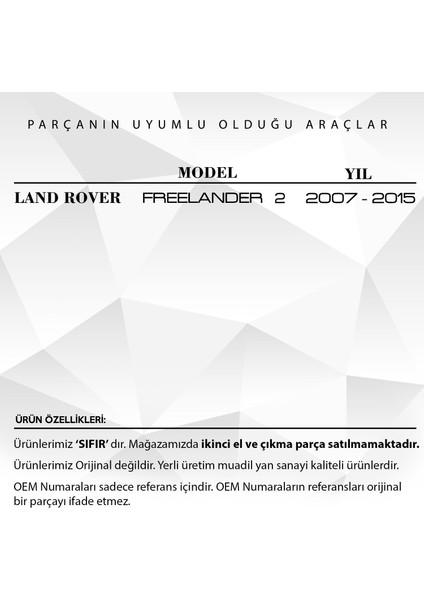 Alpha Auto Part Land Rover Freelander 2 Için Ön Arka Sunroof Tamir Seti