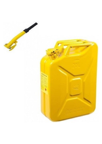 10 Litre Sarı Metal Benzin Bidonu Hortum Dahil