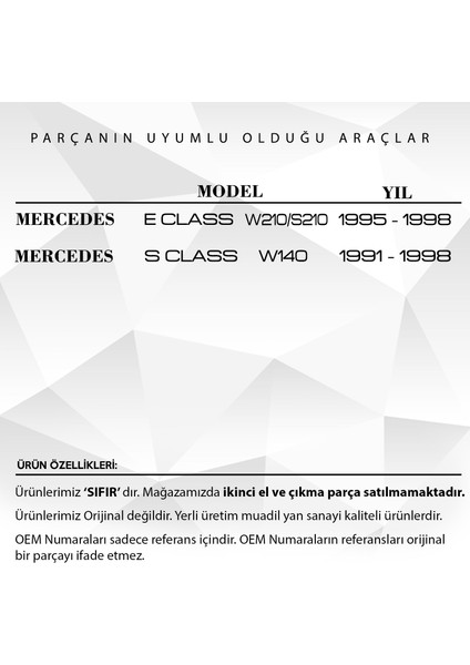 Mercedes W210, W140 Için Katlanır Ayna Demiri ve Lastiği (Sağ-Sol) fiyatları