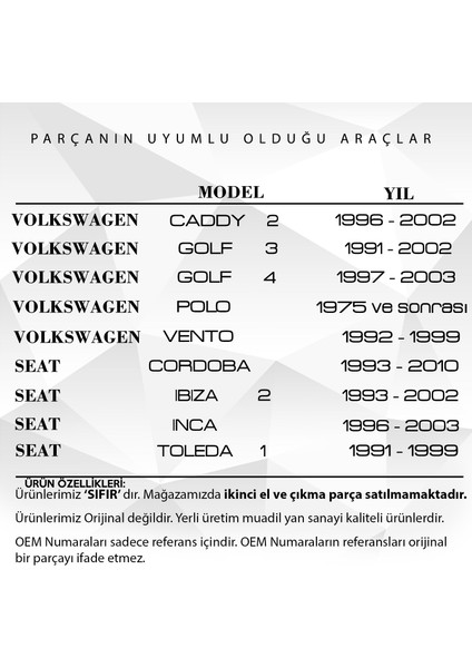 Volkswagen Golf Caddy Seat Ibiza Için Kapı Kilit Butonu (4 Adet)