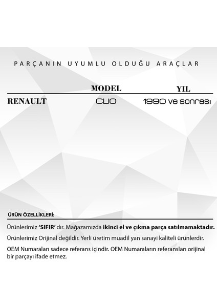 Renault Clio Için Sunroof Arka Kaldırıcı Ayak (Uzun)