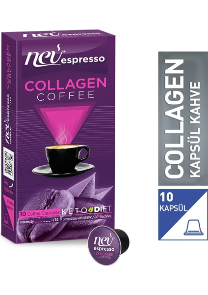 Nev Espresso Collagen'li Kapsül Kahve Nespresso Uyumlu 10'lu