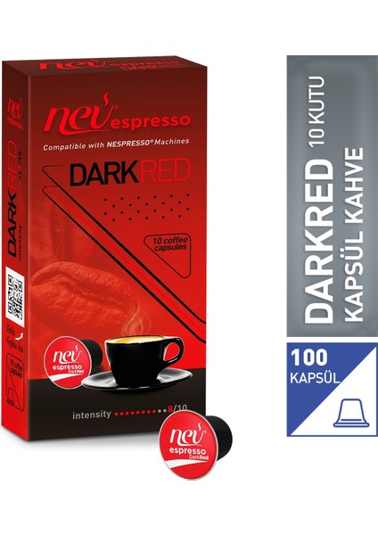 Dark Red Kapsül Kahve Nespresso Uyumlu 100'LÜ