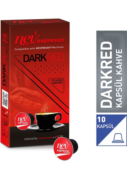 Nev Espresso Dark Red Kapsül Kahve Nespresso Uyumlu