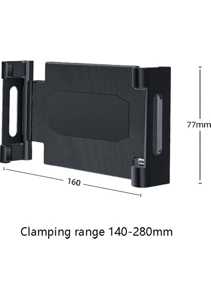 Araba Başlık Braketi Uygulanabilir Tablet 140-280 mm Siyah (Yurt Dışından)