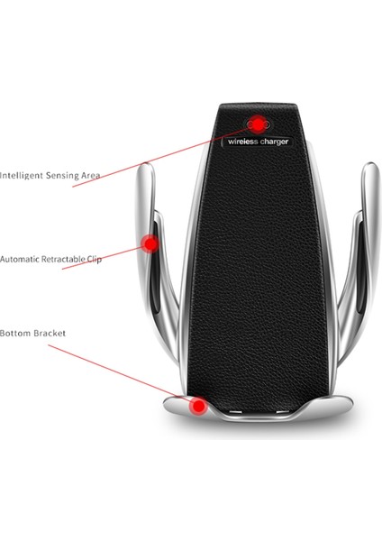 S5 Otomatik Indüksiyon Wiress Charger Havalandırma Braketi Siyah (Yurt Dışından)