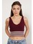 Kadın Bordo %100 Organik Pamuk Likralı Crop Triko Atlet Örme Bluz TRIST-6106 1