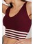 Kadın Bordo %100 Organik Pamuk Likralı Crop Triko Atlet Örme Bluz TRIST-6106 4