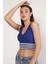 Kadın Saks %100 Organik Pamuk Likralı Crop Triko Atlet Örme Bluz TRIST-6106 2