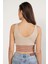 Kadın Bej %100 Organik Pamuk Likralı Crop Triko Atlet Örme Bluz TRIST-6106 5