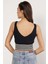 Kadın Lacivert %100 Organik Pamuk Likralı Crop Triko Atlet Örme Bluz TRIST-6106 5