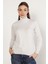 Kadın Buz Gri %100 Organik Pamuk Balıkçı Yaka Triko Kazak Örme Bluz TRIST-6103 1