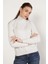 Kadın Buz Gri %100 Organik Pamuk Balıkçı Yaka Triko Kazak Örme Bluz TRIST-6103 2