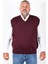 Büyük Beden Erkek Bordo %100 Pamuk V Yaka Süveter TRIST-2103 5