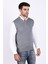 Erkek Koyu Gri %100 Pamuk V Yaka Triko Süveter TRIST-1103 2