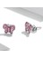 S925 Sterlıng Gümüş Pembe Kelebek Kulak Çıtçıtları Kadın Küpe (Yurt Dışından) 2
