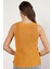 Kadın SARI %100 Organik Pamuk Selanik Örgü Yırtmaçlı Bisiklet Yaka Triko Süveter Bluz TRIST-6116 5
