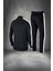 Büyük Beden Erkek Siyah Supra Penye Nefes Alabilir Kumaş Alt Rahat Eşofman Yürüyüş Takımı (4xl- 10XL) 4