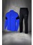Büyük Beden Erkek Mavi Supra Penye Kumaş Şık Taşarım Kişiye Özel Eşofman Takımı (4xl- 10XL) 1