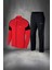 Büyük Beden Erkek Kırmızı Supra Penye Kumaş Fermuarlı Koşu ve Yürüyüş Seti (4xl- 10XL) 1