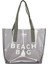 Gri Beach Bag Baskılı Şeffaf Plaj Çantası 1