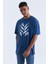 Indigo Büyük Baskılı O Yaka Erkek Oversize T-Shirt - 88092 3