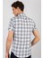 Slim Fit Kısa Kol Ekose Çift Cep Kapaklı Teksas Model Erkek Gömlek 5