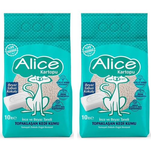 Alice Kartopu İnce Taneli Kedi Kumu/Beyaz Sabun Kokulu 2x10 Fiyatı