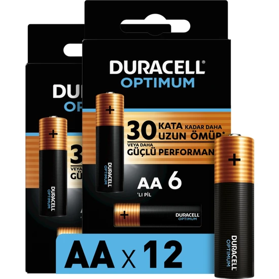 Duracell Optimum Aa Alkalin Pil, 1,5 V Lr6 MN1500, 12’lı Paket