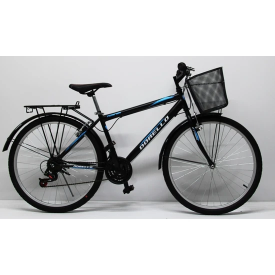 Dorello Bisiklet 2650 Model 26 Jant Bisiklet Şehir Bisikleti Çamurluk Bagaj Sepetli Siyah Turkuaz