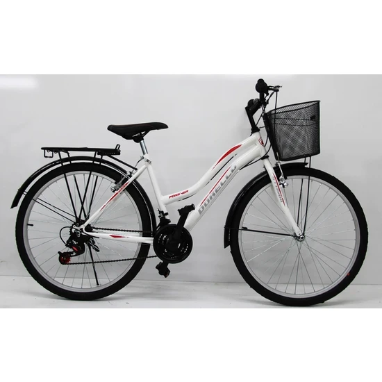 Dorello Bisiklet 2650 Model 26 Jant Bisiklet Şehir Bisikleti Çamurluklu Bagajlı Beyaz Kırmızı
