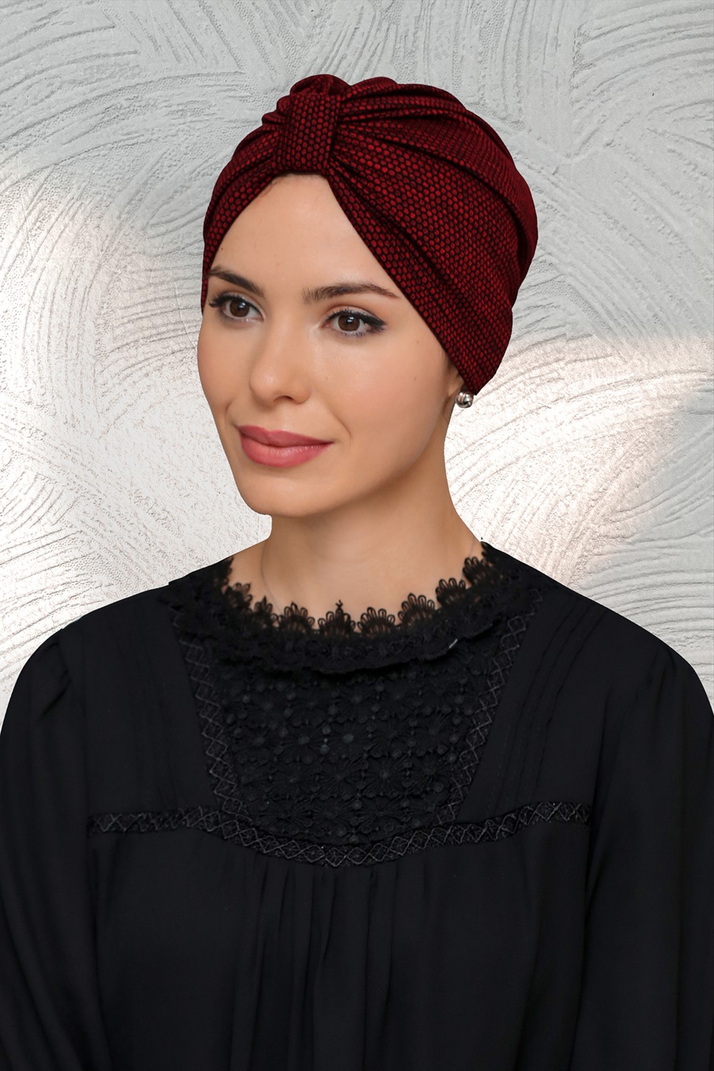 Hürrem Bone Bordo Pratik Hazır Geçmeli Tesettür Bone Petekli Büzgülü 1204_16 görsel 2