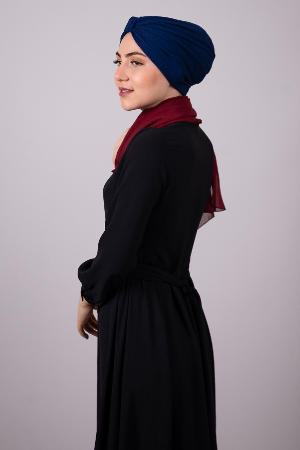 Hürrem Bone Haki Pratik Hazır Geçmeli Tesettür Bone Petekli Büzgülü 1204E_09 görsel 2
