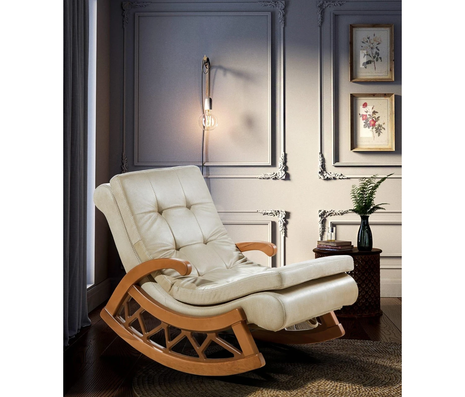 Resim Erezoğulları Mobilya Sallanır Ağaç Emzirme Koltuğu Puflu Tv Baba Sandalyesi 