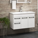 Alfa Banyo Okyanus 80 cm Lüx Banyo Alt Dolabı + Lavabo-Mdf ve Lake-Beyaz-lavabolu banyo dolabı