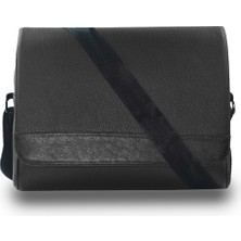 Bagorama Unisex Suni Deri 14" Postacı ve Evrak Çantası - Siyah