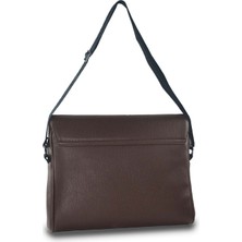 Bagorama Unisex Suni Deri 14" Postacı ve Evrak Çantası - Siyah