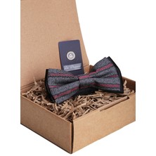 Kravatkolik Gri Çizgi Desen Papyon P1058