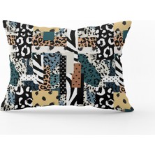 Cango Home Kahverengi Mavi Modern Leopar Desenli Dijital Baskı Kırlent Yastık Kılıfı - CGH354-3550 Çift Tarafı Baskılı