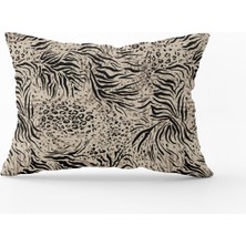 Cango Home Siyah Bej Leopar Zebra Desenli Dijital Baskı Kırlent Yastık Kılıfı - CGH384-3550 Çift Tarafı Baskılı