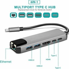 Comse  HDMI USB 3.0 Type-C Ethernet 6 In 1 USB Hub Mac Ipad Uyumlu