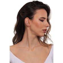 Labalaba Kadın Antik Gümüş Kaplama Sıkıştırmalı Model Yılan Formlu Kıkırdak Küpe & Earcuff