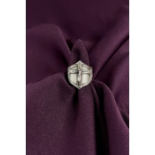 Mooni Accessories Hz.isa Haç Tasarım Antik Gümüş Kaplama Ayarlanabilir Yüzük